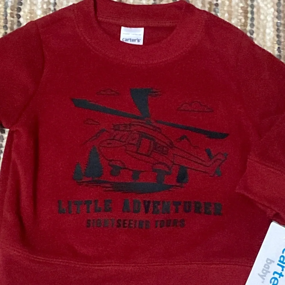 Carters Baby Boy Helicopter Mountain Sweatshirt Pants Onesie Outfit Set 3M